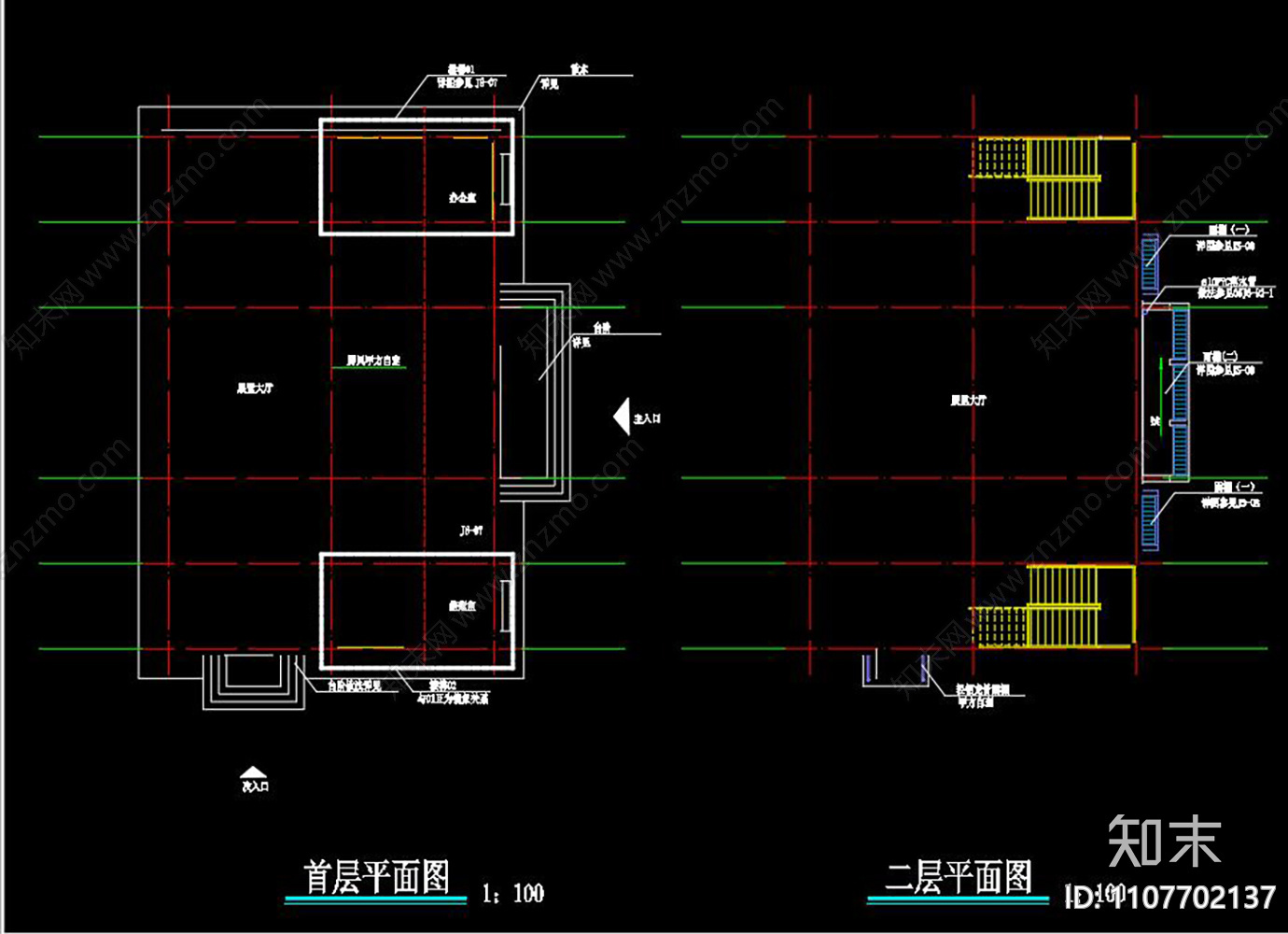 新中式展馆建筑CADcad施工图下载【ID:1107702137】