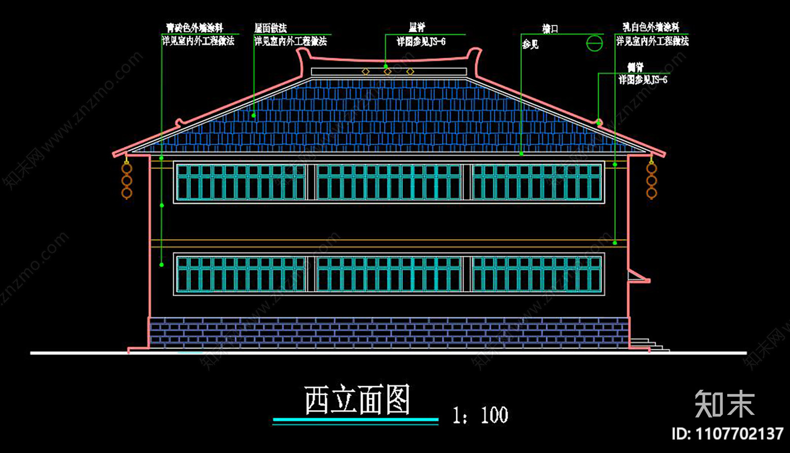 新中式展馆建筑CADcad施工图下载【ID:1107702137】
