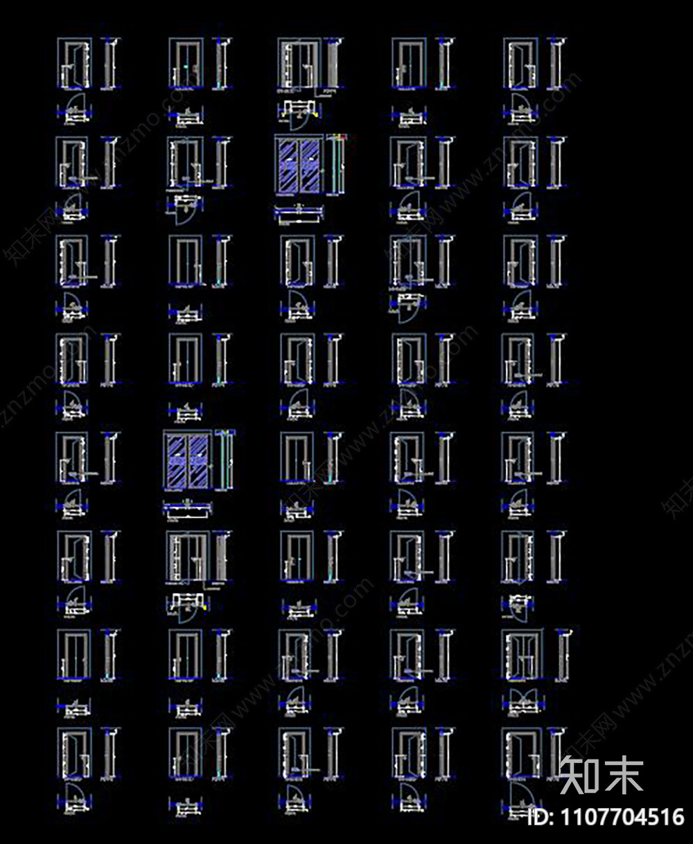 门平立面图库施工图下载【ID:1107704516】