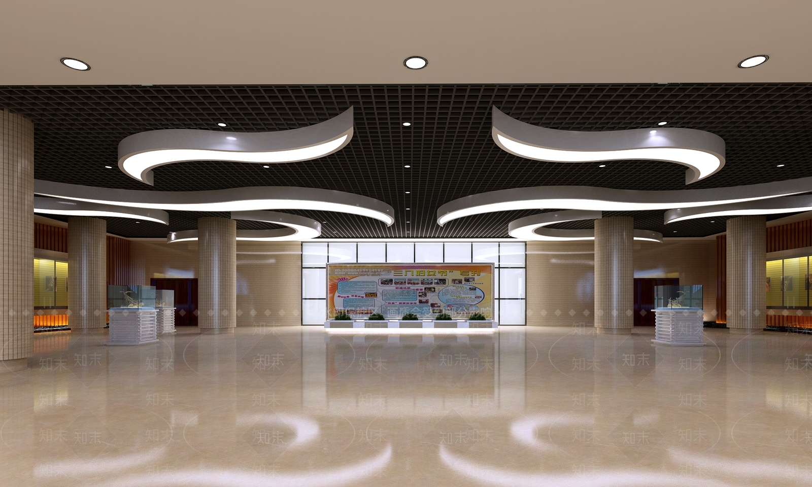 现代图书馆大厅3D模型下载【ID:1107710068】