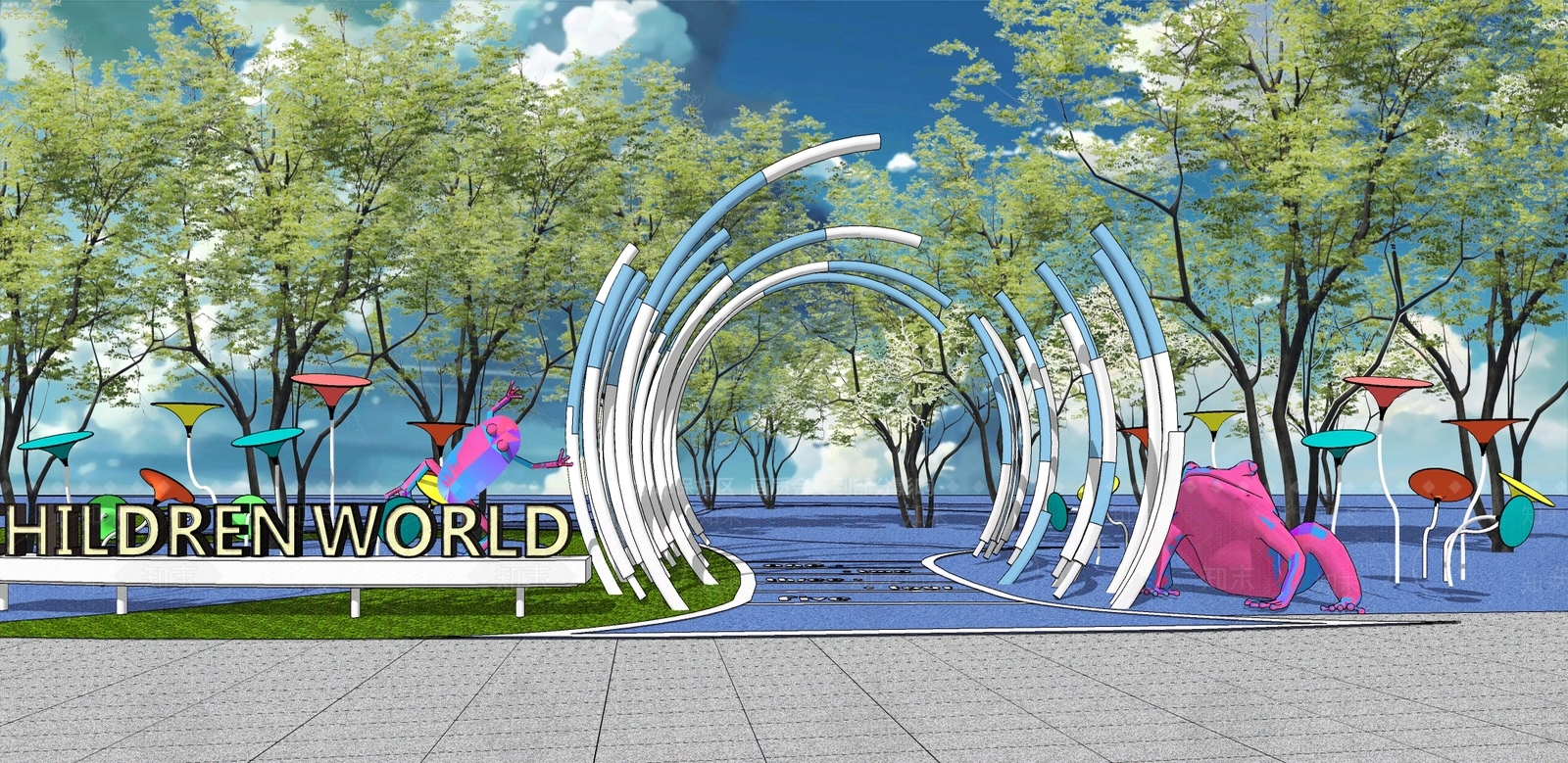 现代儿童乐园入口标识SU模型下载【ID:1107711029】