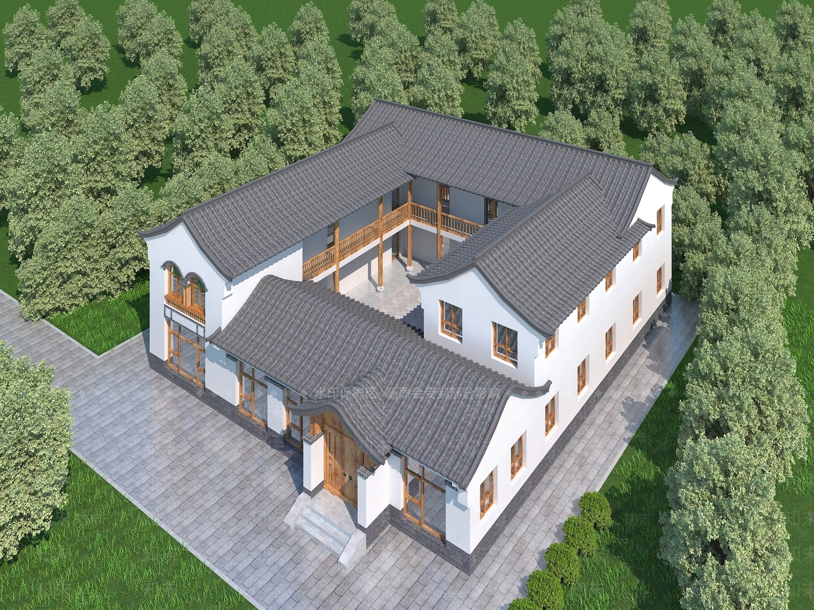 中式四合院3D模型下载【ID:1107714061】