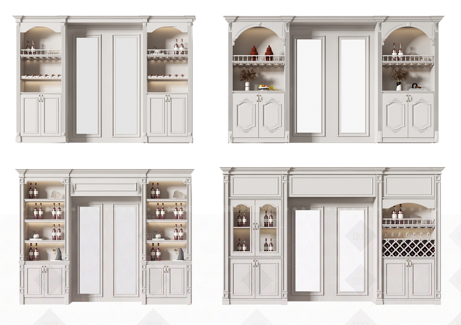 简欧推拉门酒柜3D模型下载【ID:1107714509】