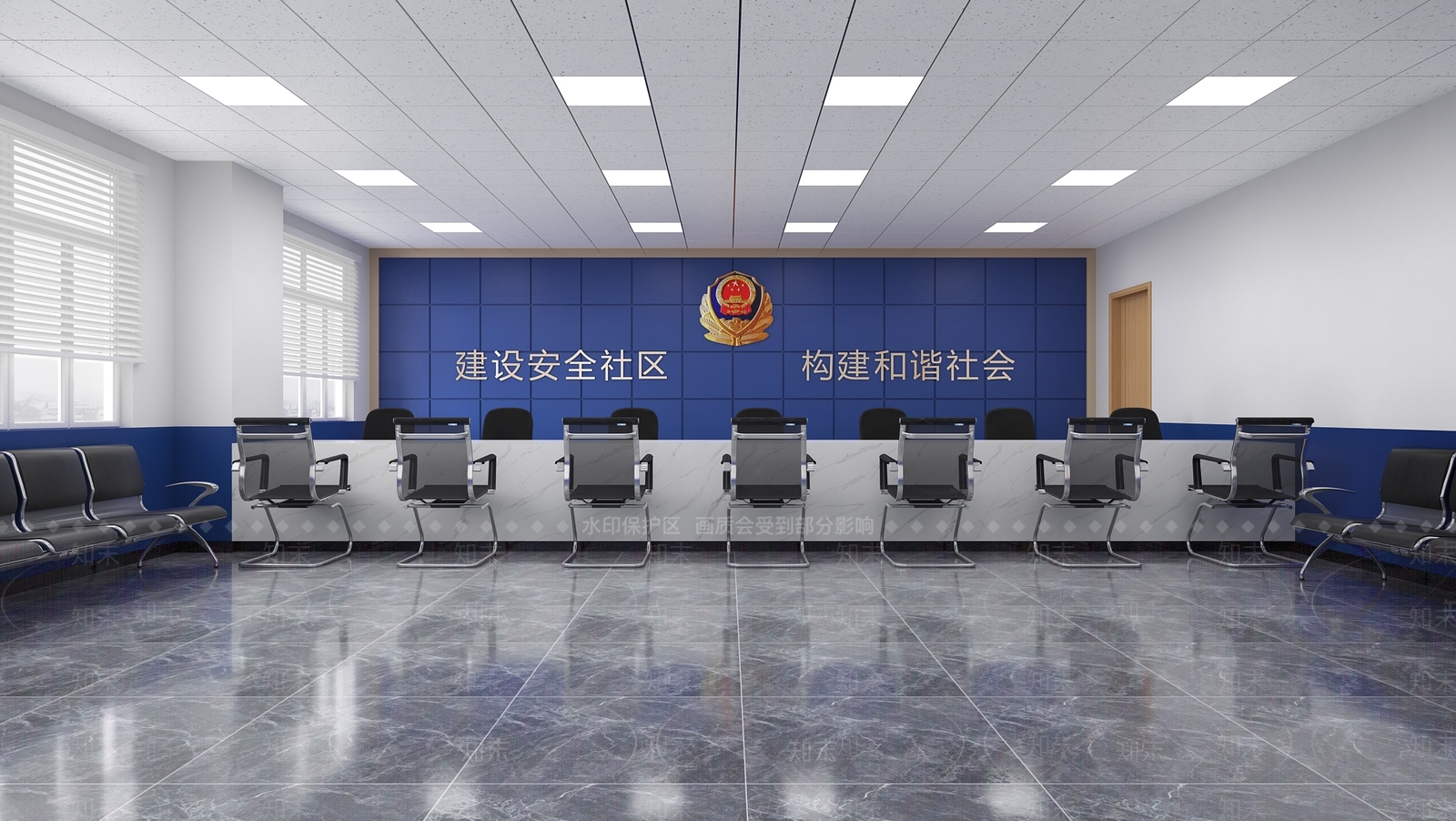 现代派出所大厅3D模型下载【ID:1107716262】