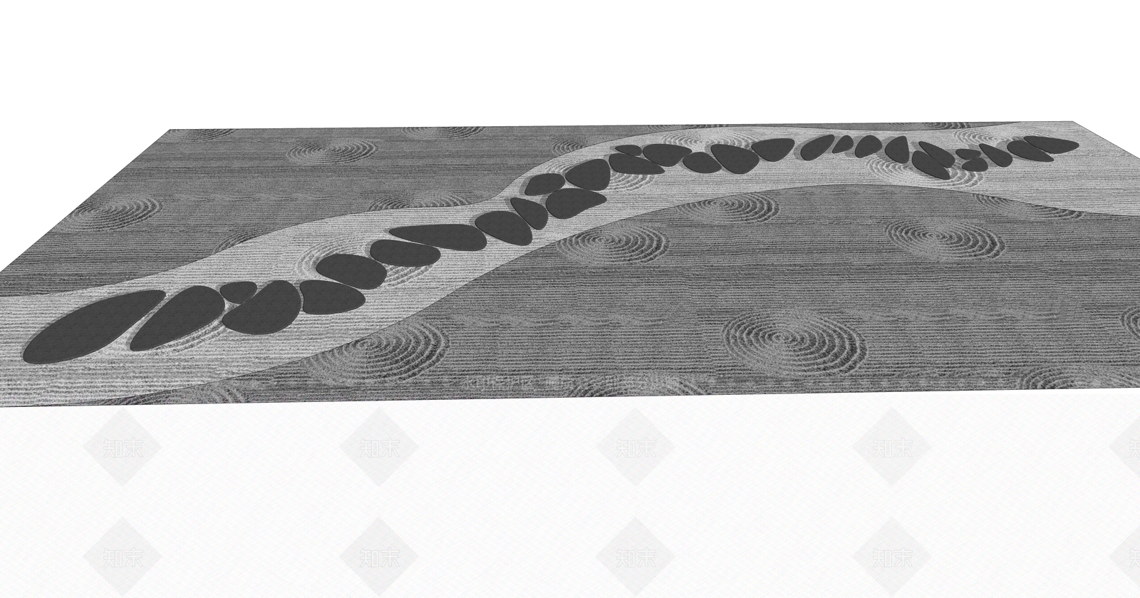 新中式汀步石头SU模型下载【ID:1107716457】