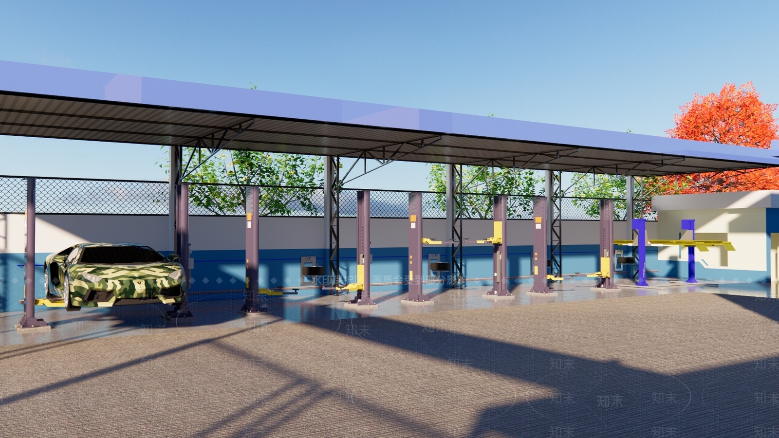 现代汽车修理店SU模型下载【ID:1107716869】