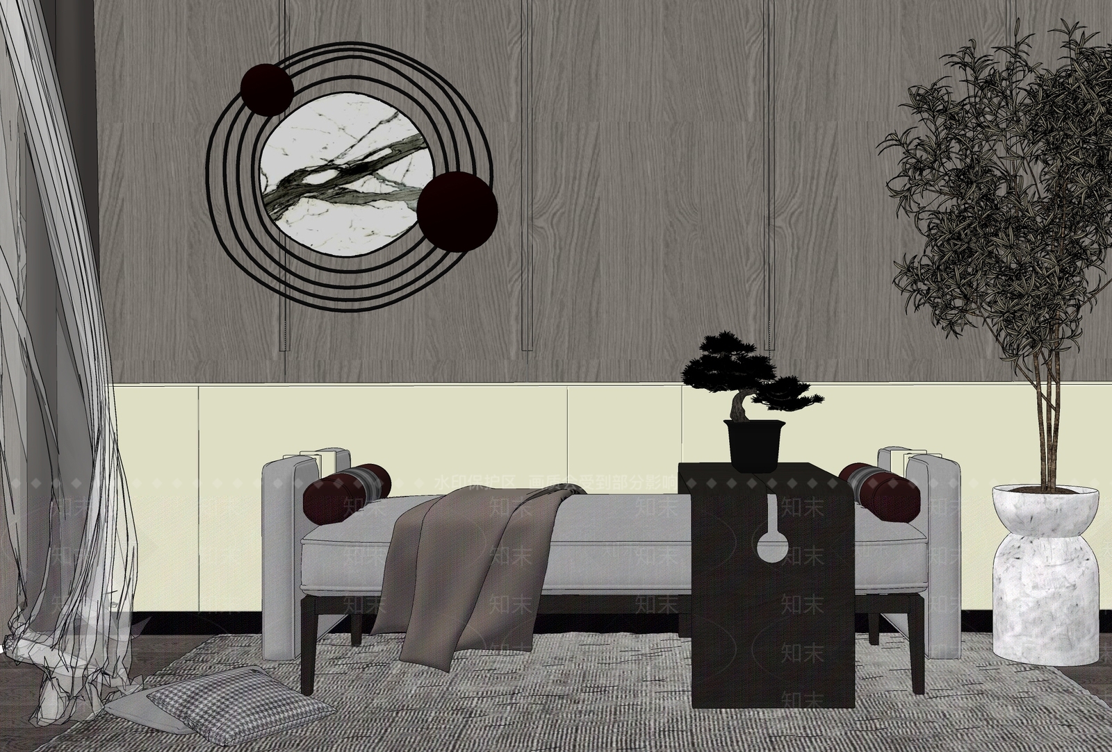 现代沙发凳SU模型下载【ID:1107720084】