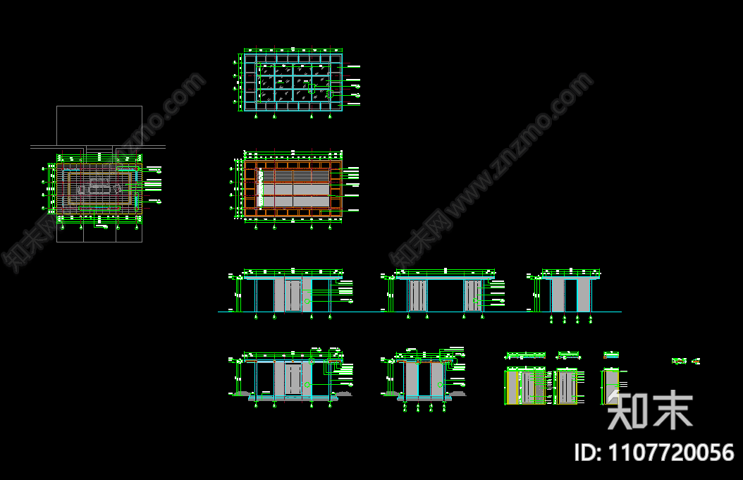 新中式景观廊架施工图cad施工图下载【ID:1107720056】