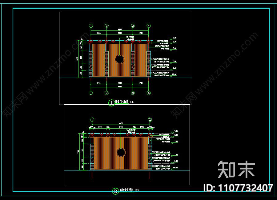 庭院玻璃顶格栅廊架cad施工图下载【ID:1107732407】