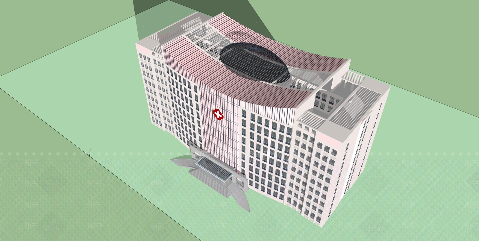 现代医疗建筑SU模型下载【ID:1107733776】