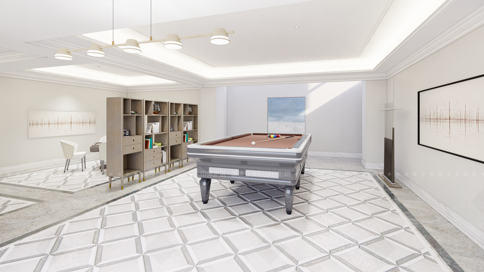 现代棋牌室SU模型下载【ID:1107739987】