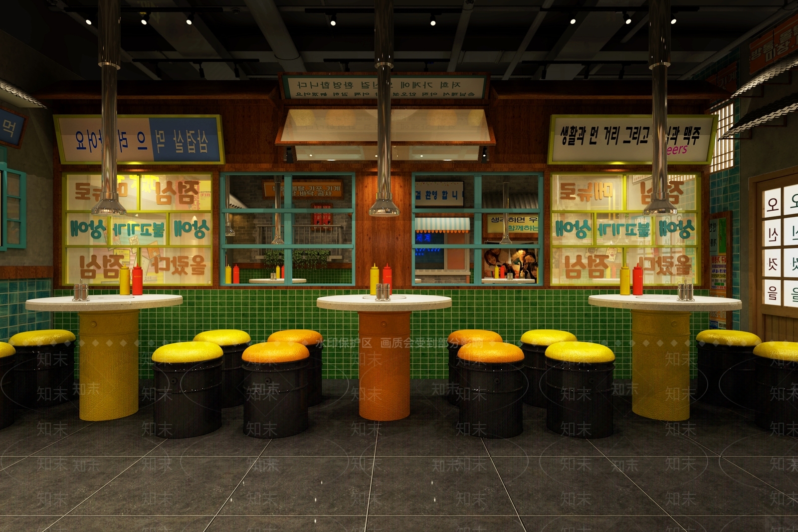 现代韩国烤肉餐厅3D模型下载【ID:1107778445】