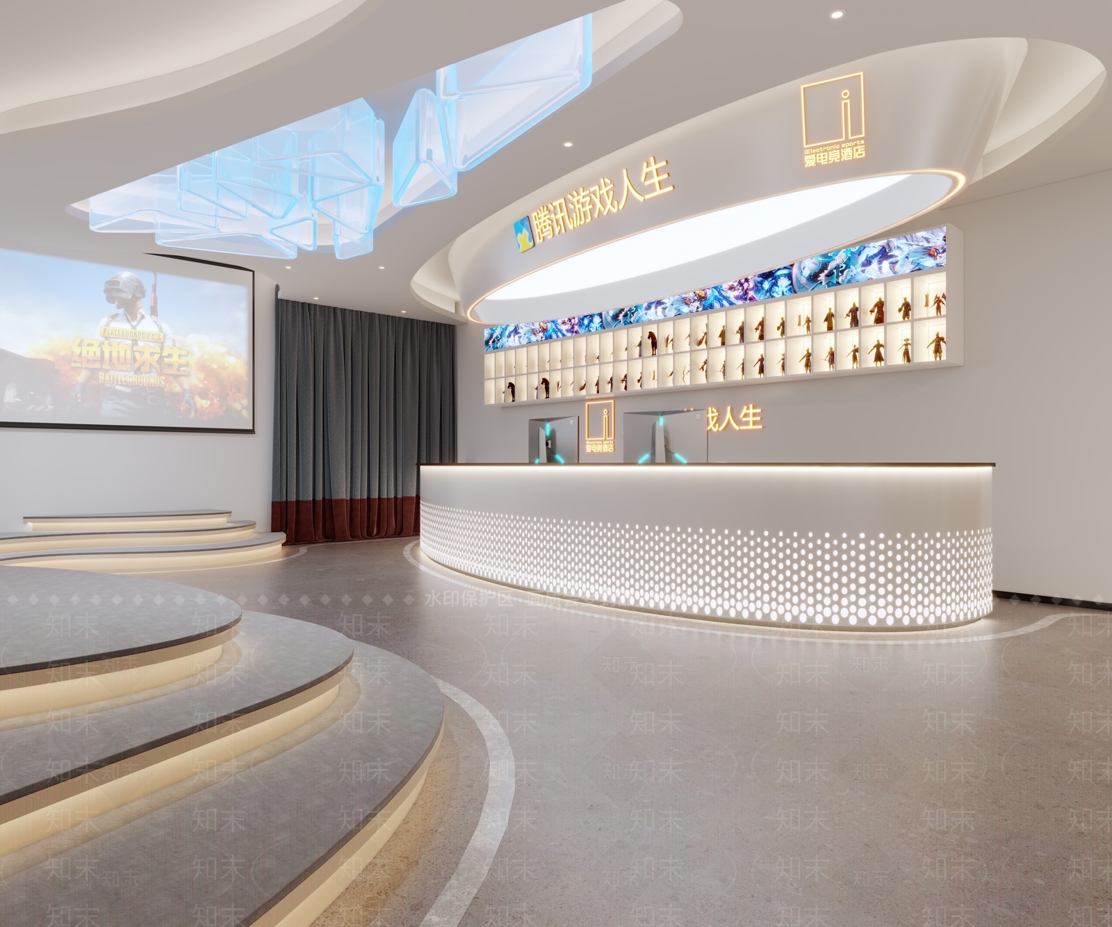 现代电竞酒店前台3D模型下载【ID:1107748082】