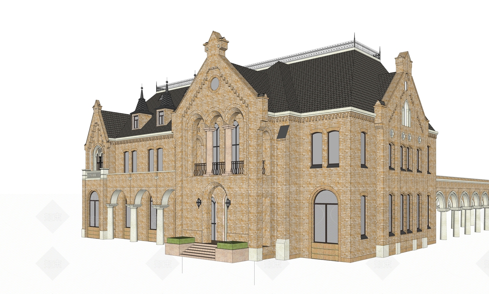 欧式多层办公楼SU模型下载【ID:1107760108】