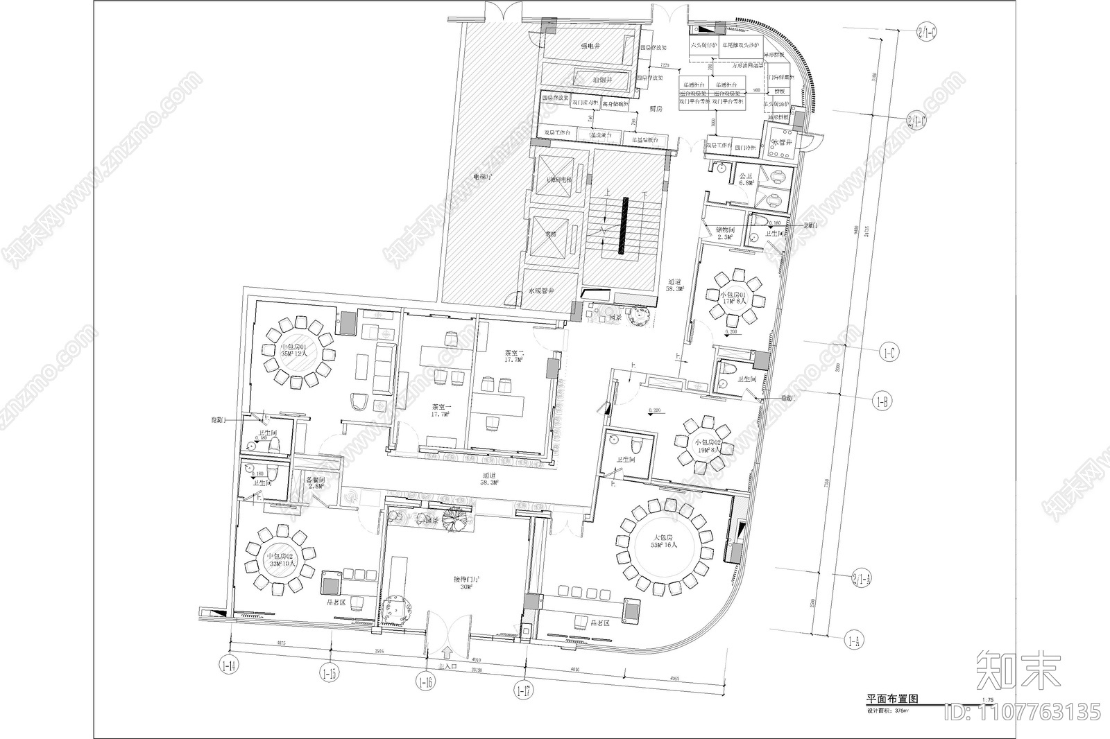 新中式会所cad施工图下载【ID:1107763135】