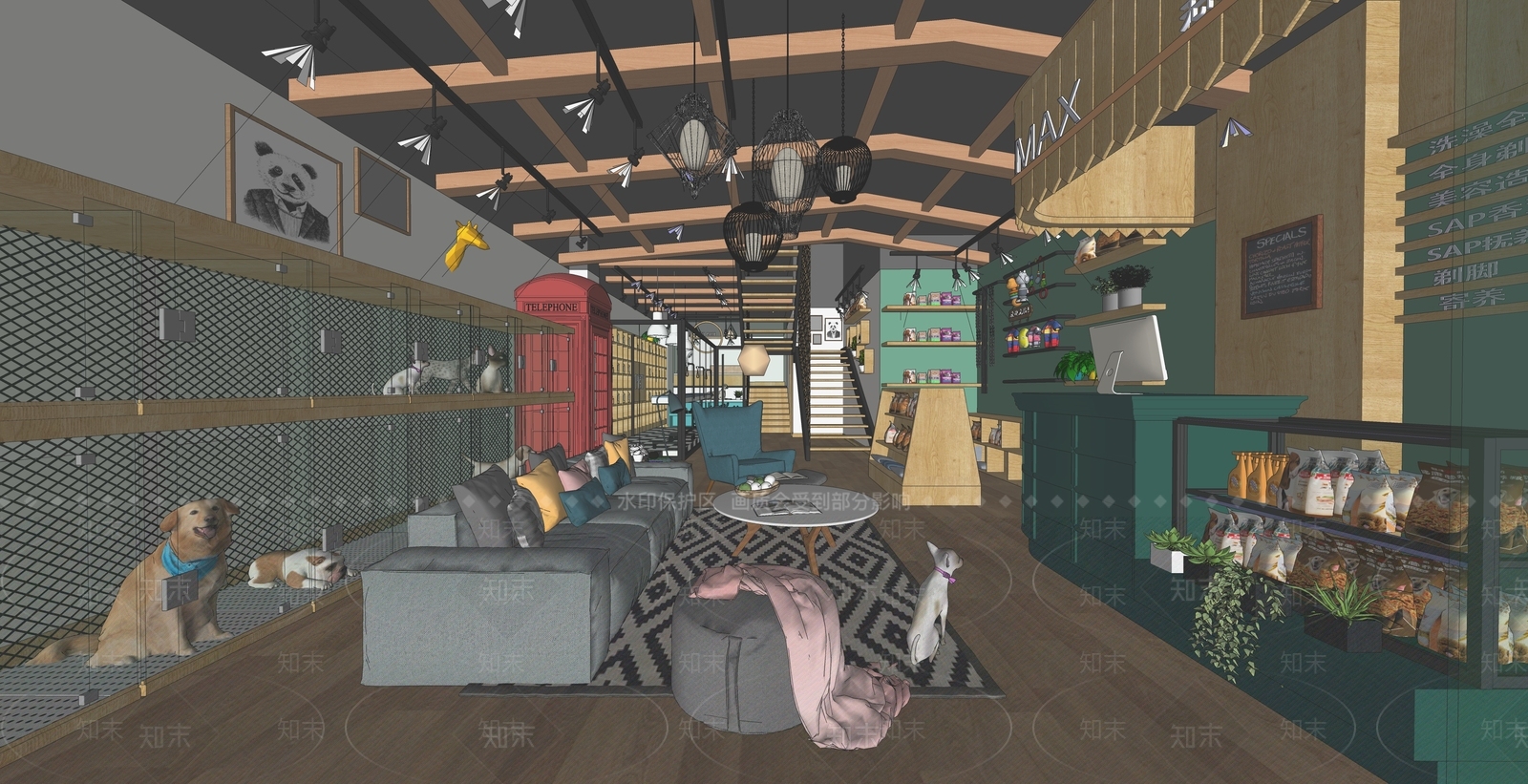 工业宠物店SU模型下载【ID:1107768073】