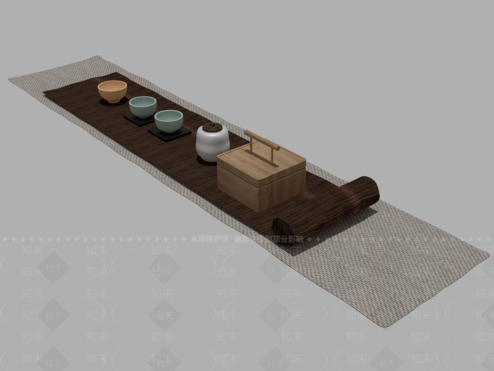 新中式茶具SU模型下载【ID:1107772578】