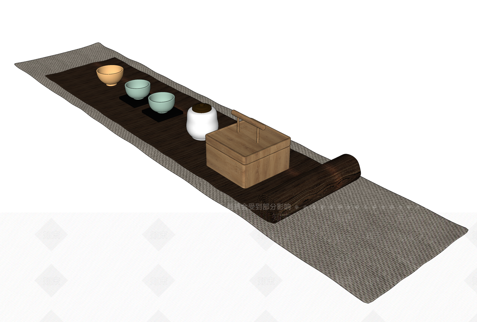 新中式茶具SU模型下载【ID:1107772578】