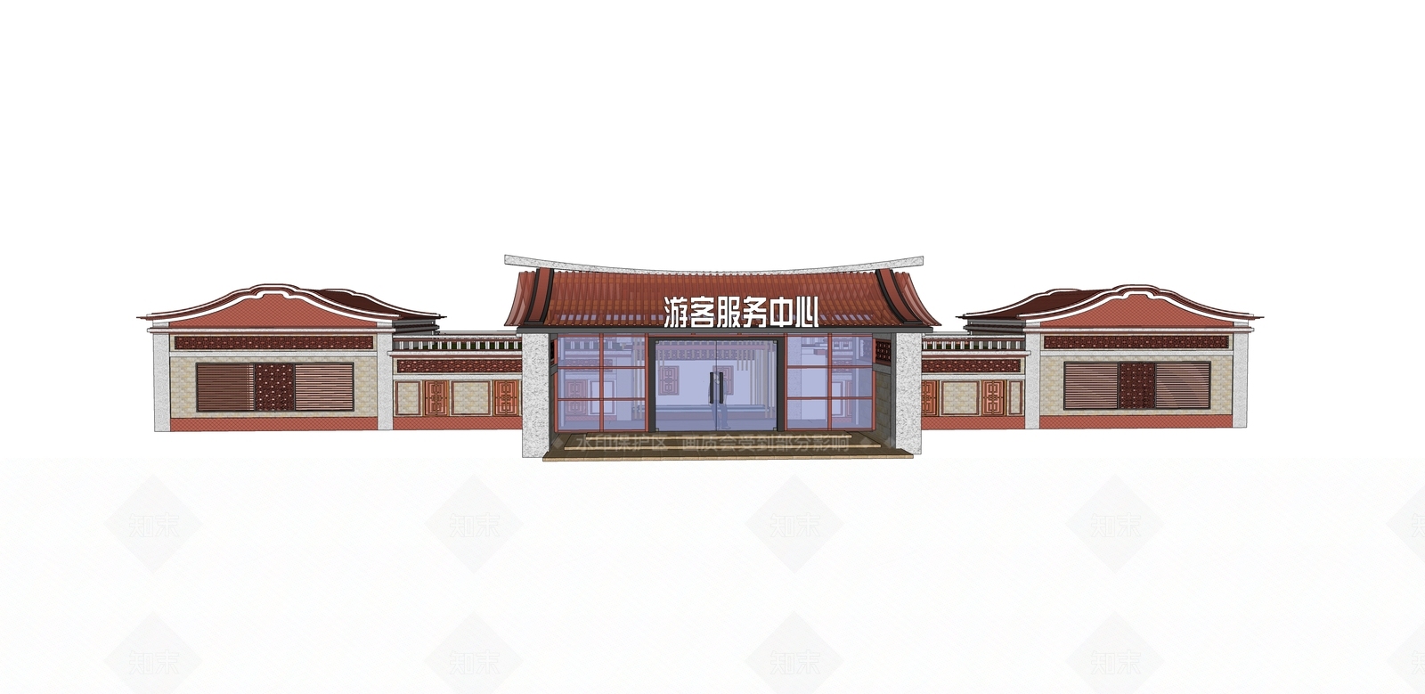 闽南风格游客服务中心SU模型下载【ID:1107773434】
