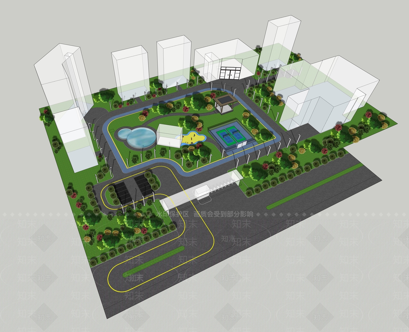 现代办公景观SU模型下载【ID:1107775241】