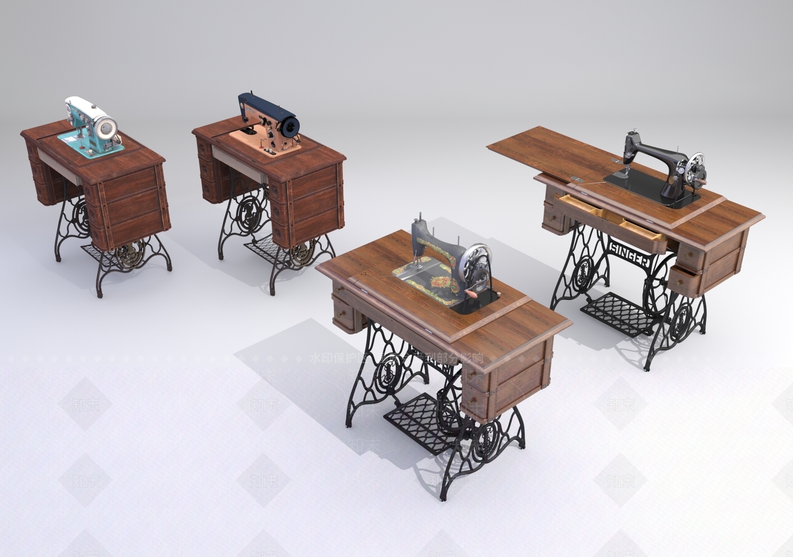 工业风复古缝纫机3D模型下载【ID:1107777579】