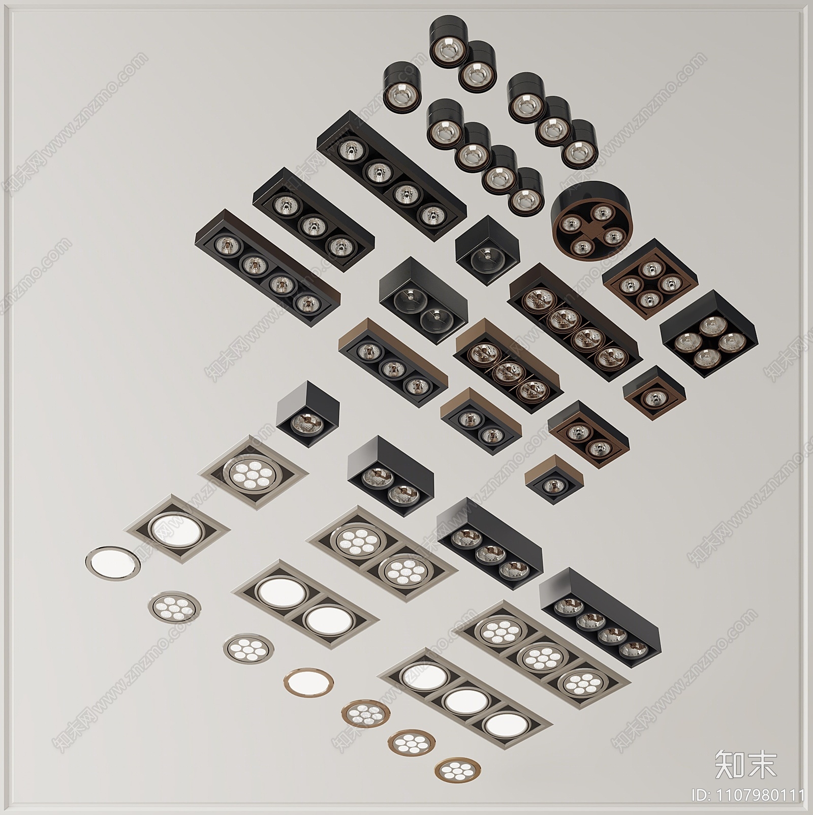 现代筒灯射灯3D模型下载【ID:1107980111】