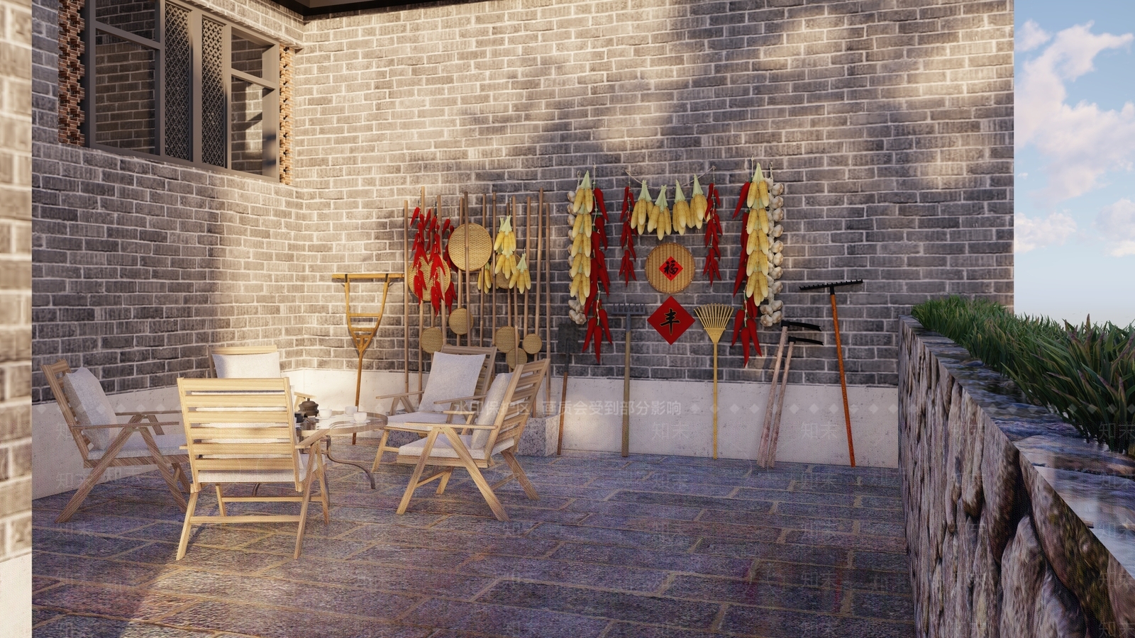 新中式新农村农家乐农具用品SU模型下载【ID:1108159537】