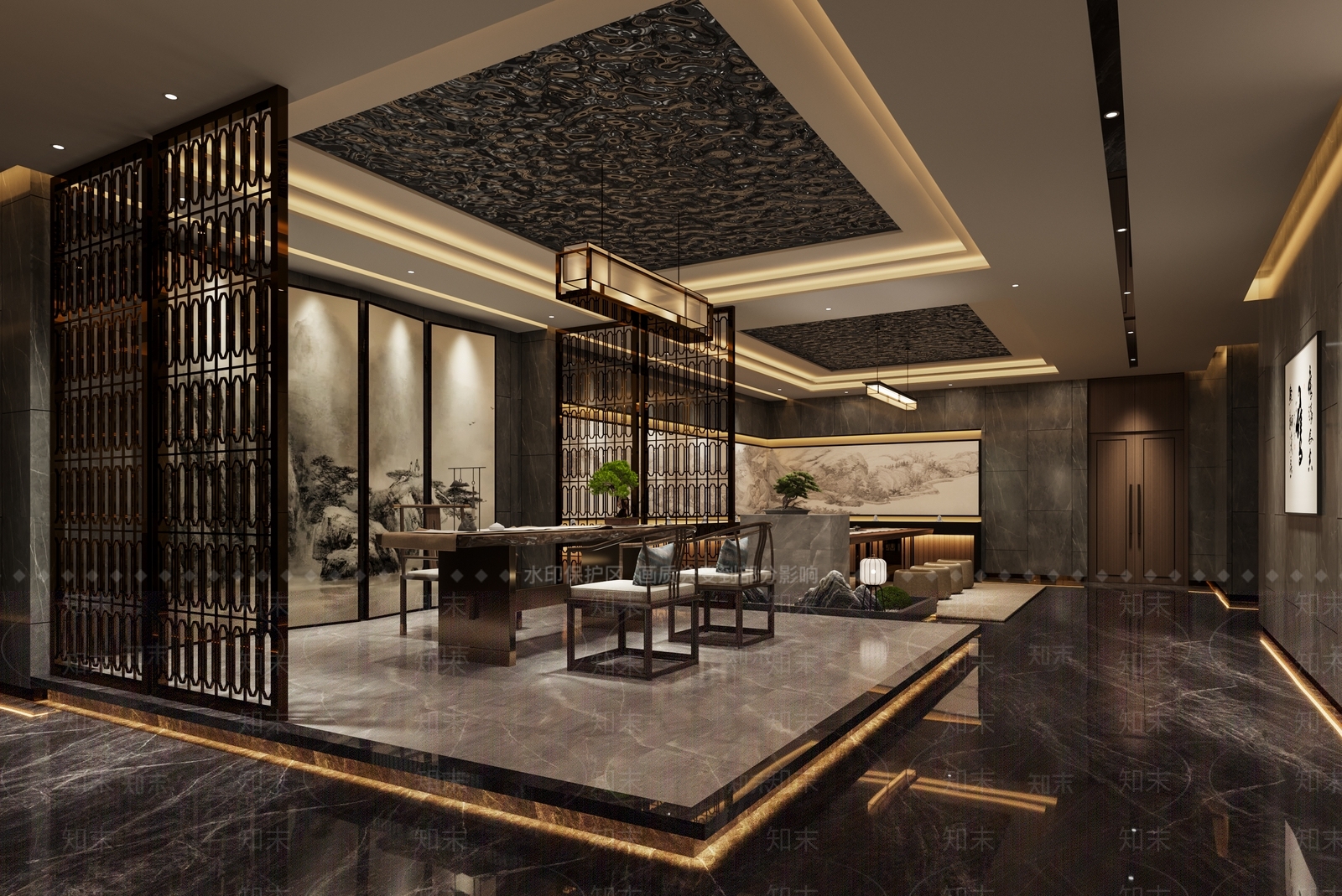新中式茶馆3D模型下载【ID:1107792754】