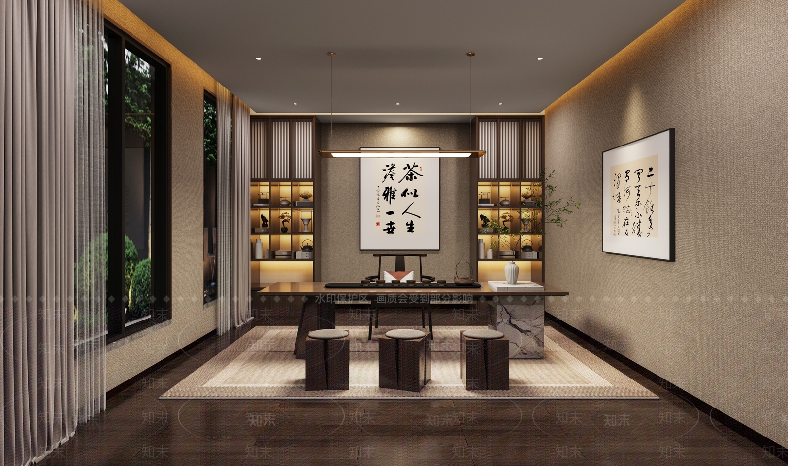 新中式茶馆3D模型下载【ID:1107792754】