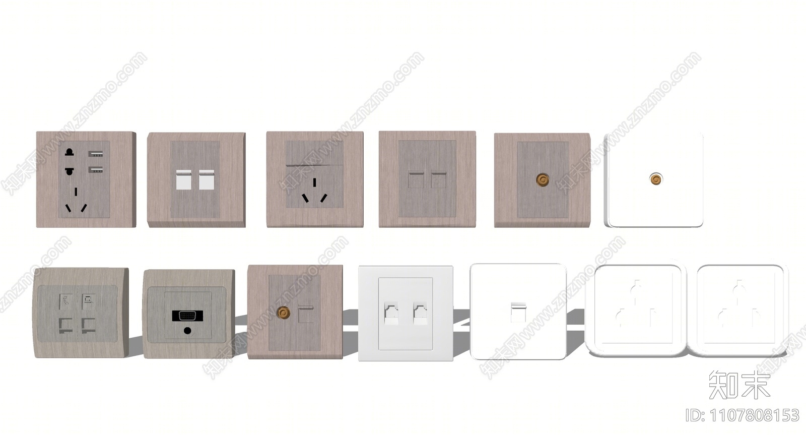 现代开关插座组合SU模型下载【ID:1107808153】