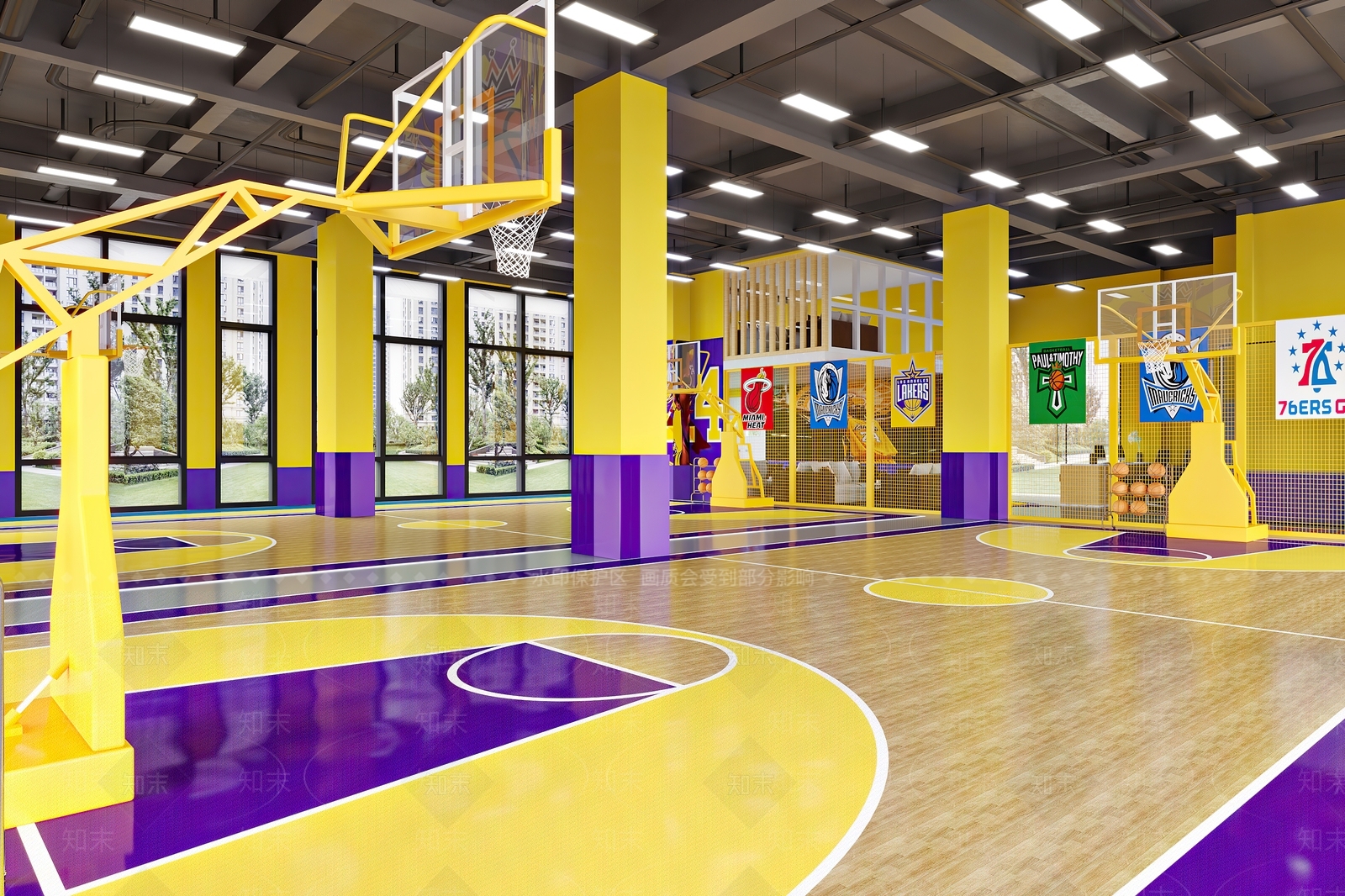 现代篮球场3D模型下载【ID:1107808644】