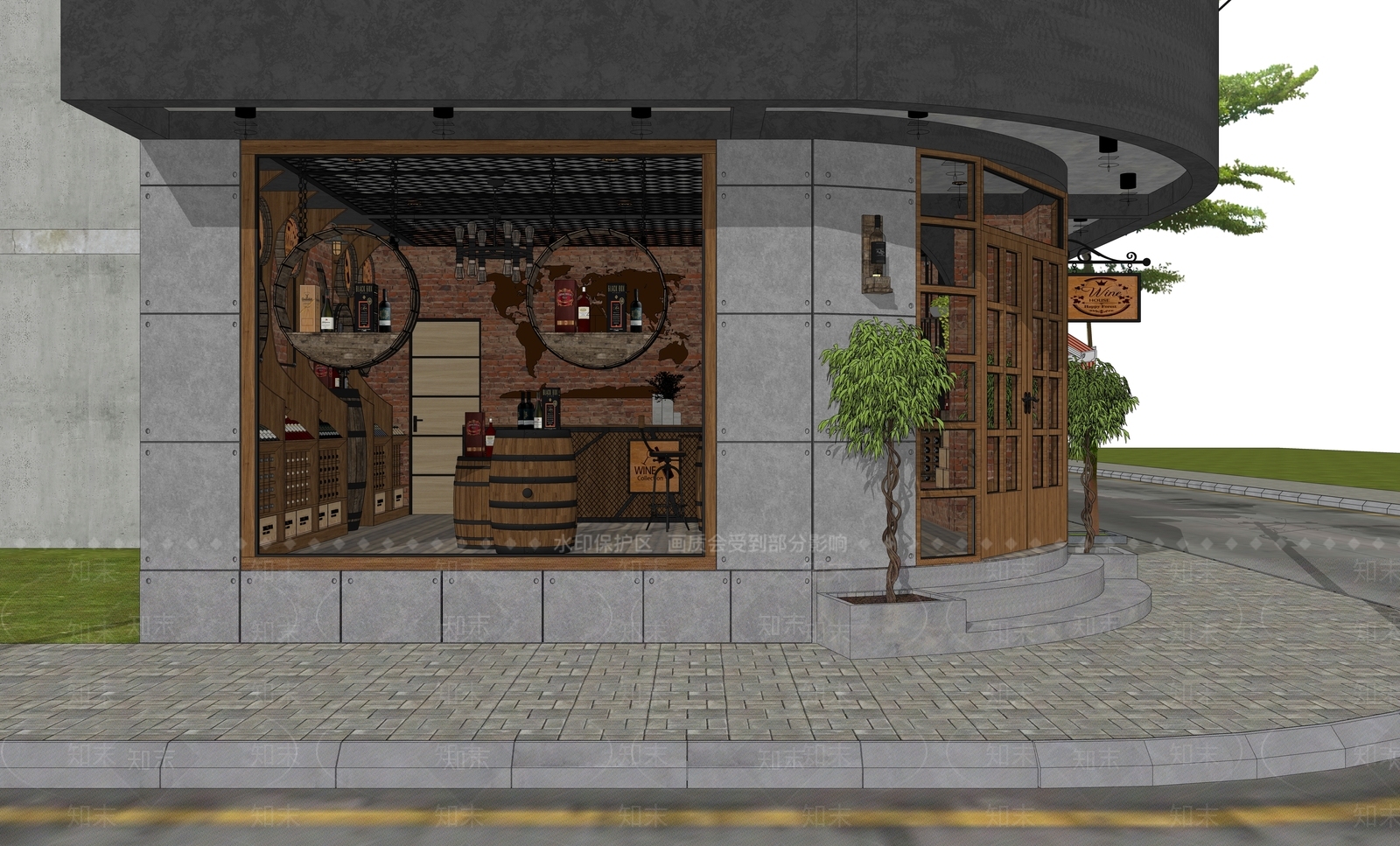 现代品葡萄酒售卖店SU模型下载【ID:1107810111】