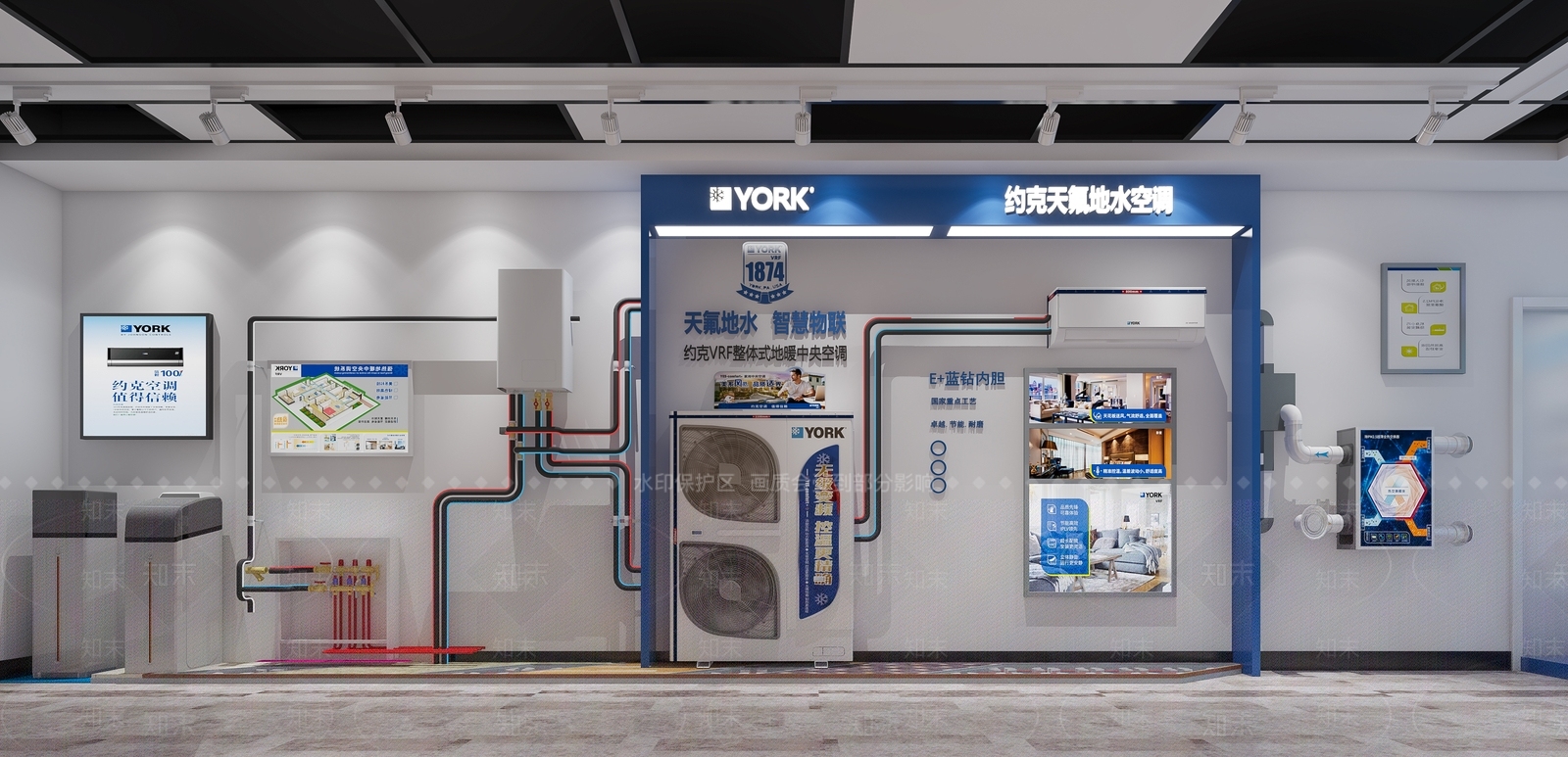 现代约克空调专卖店3D模型下载【ID:1107816901】