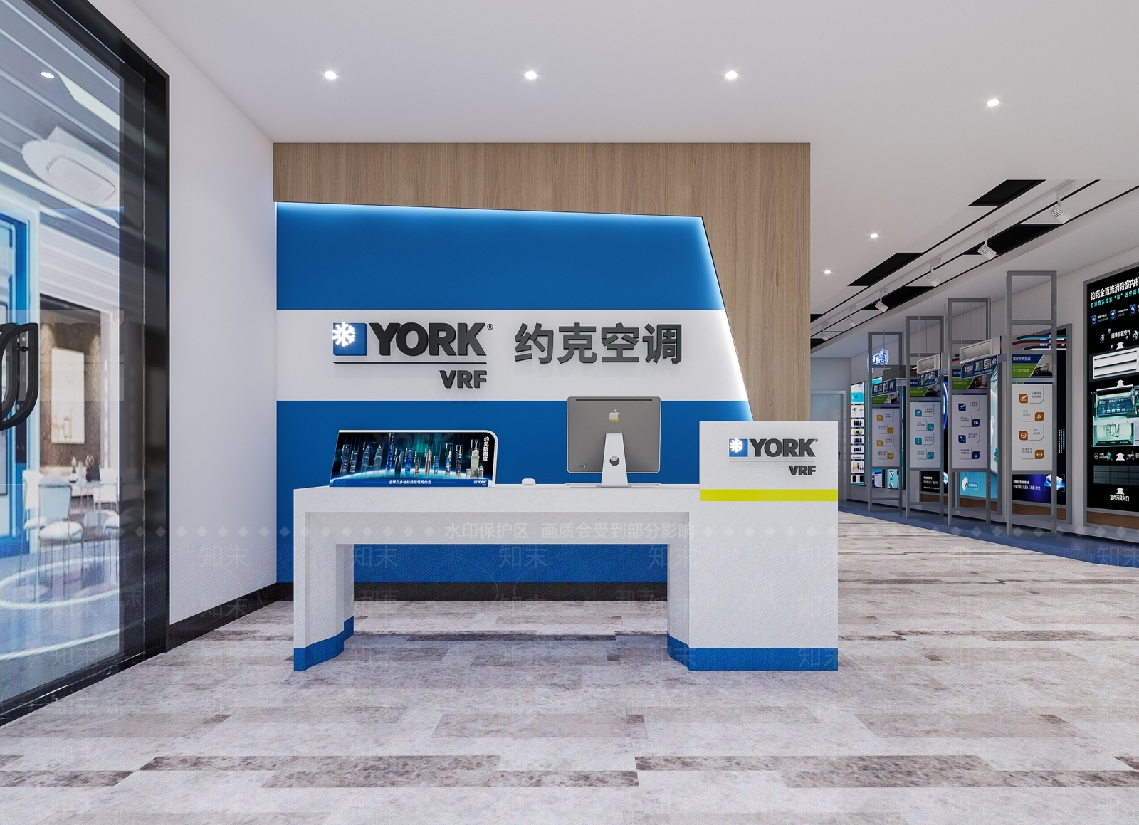 现代约克空调专卖店3D模型下载【ID:1107816901】