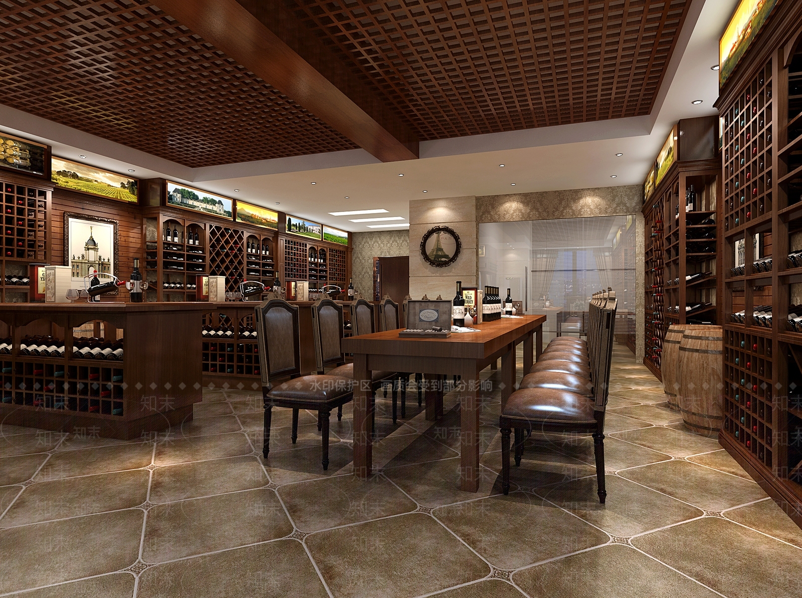 美式品酒室酒窖3D模型下载【ID:1107819072】