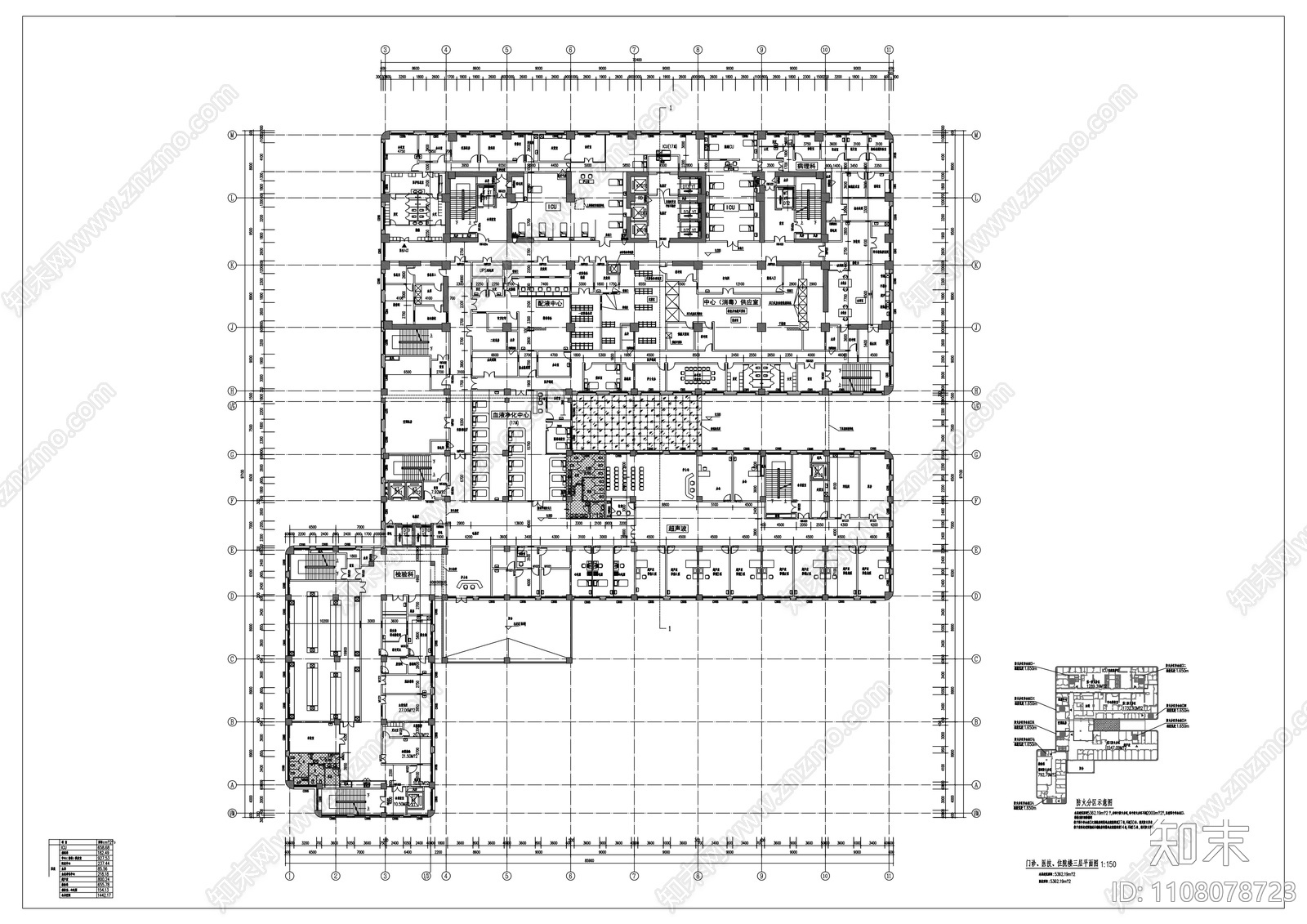 门诊楼层cad施工图下载【ID:1108078723】