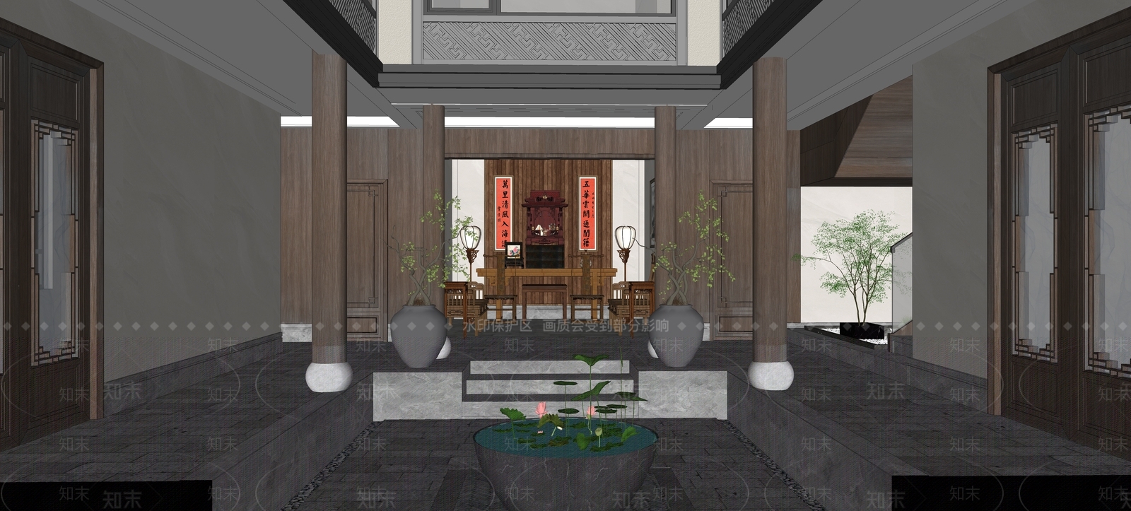 新中式玄关SU模型下载【ID:1222130005】