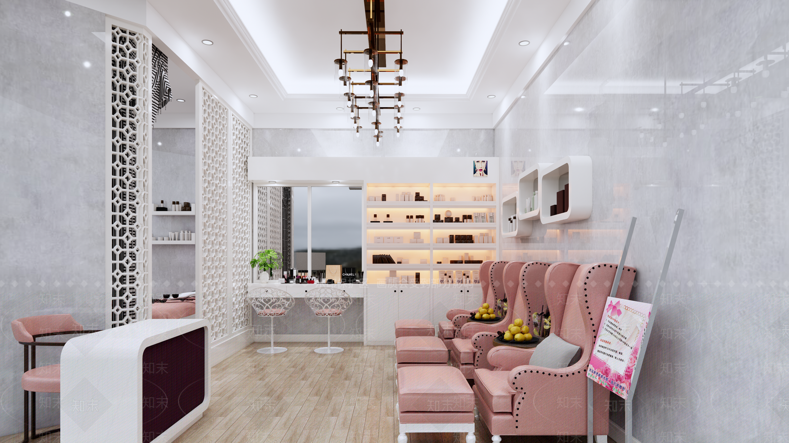 现代美容美甲店SU模型下载【ID:1107838618】