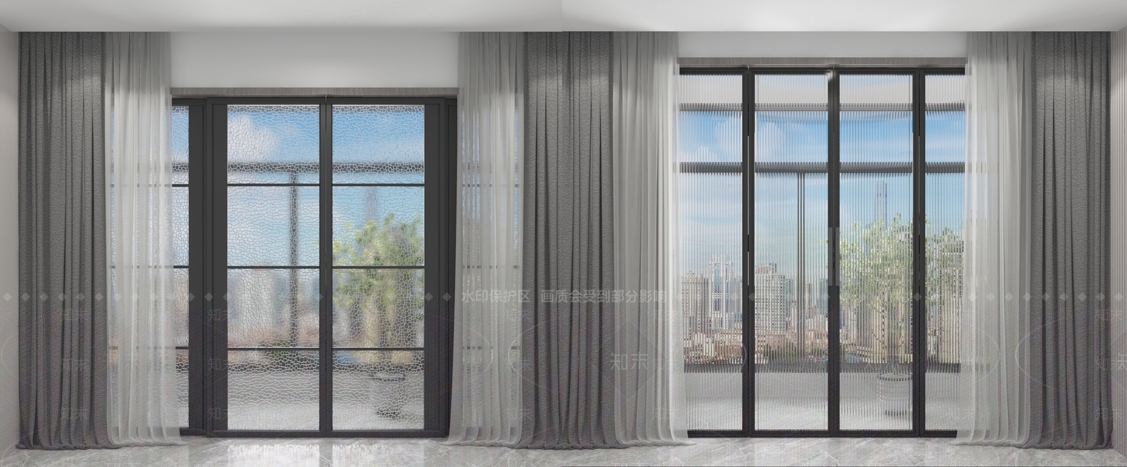 现代阳台推拉门3D模型下载【ID:1107844061】