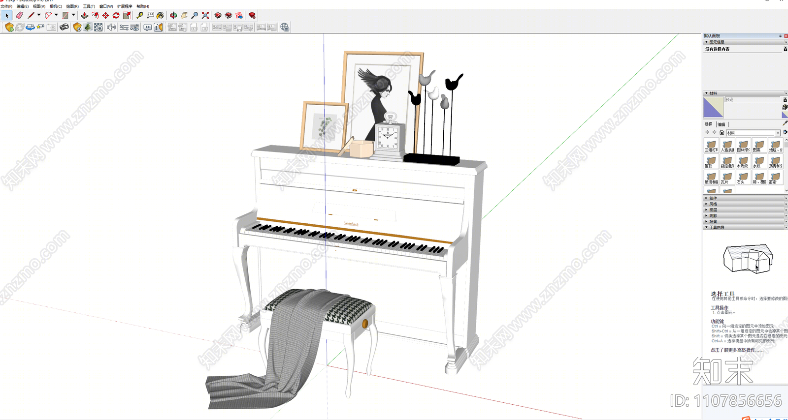 欧式钢琴SU模型下载【ID:1107856656】