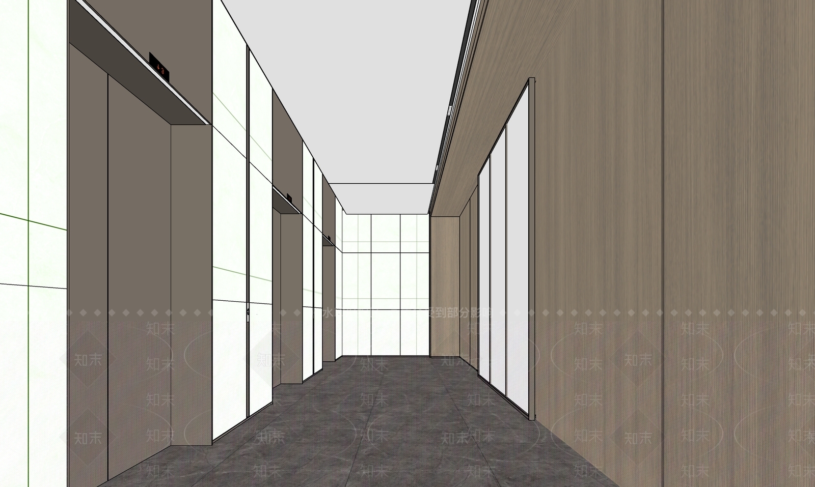 现代电梯厅SU模型下载【ID:1107857850】