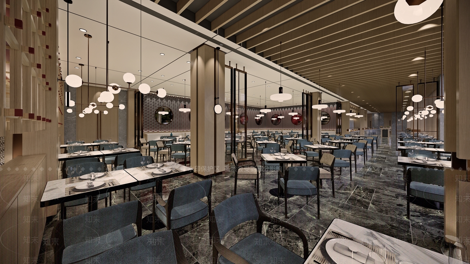 新中式酒店餐厅SU模型下载【ID:1107863757】