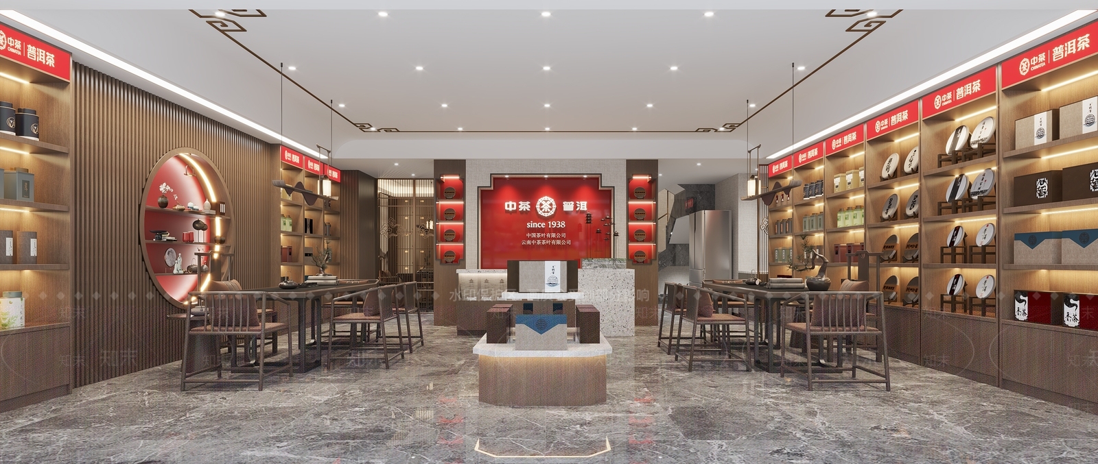 新中式茶叶茶具店3D模型下载【ID:1107890540】