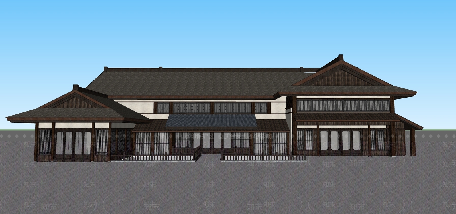 中式寺庙建筑SU模型下载【ID:1107891028】