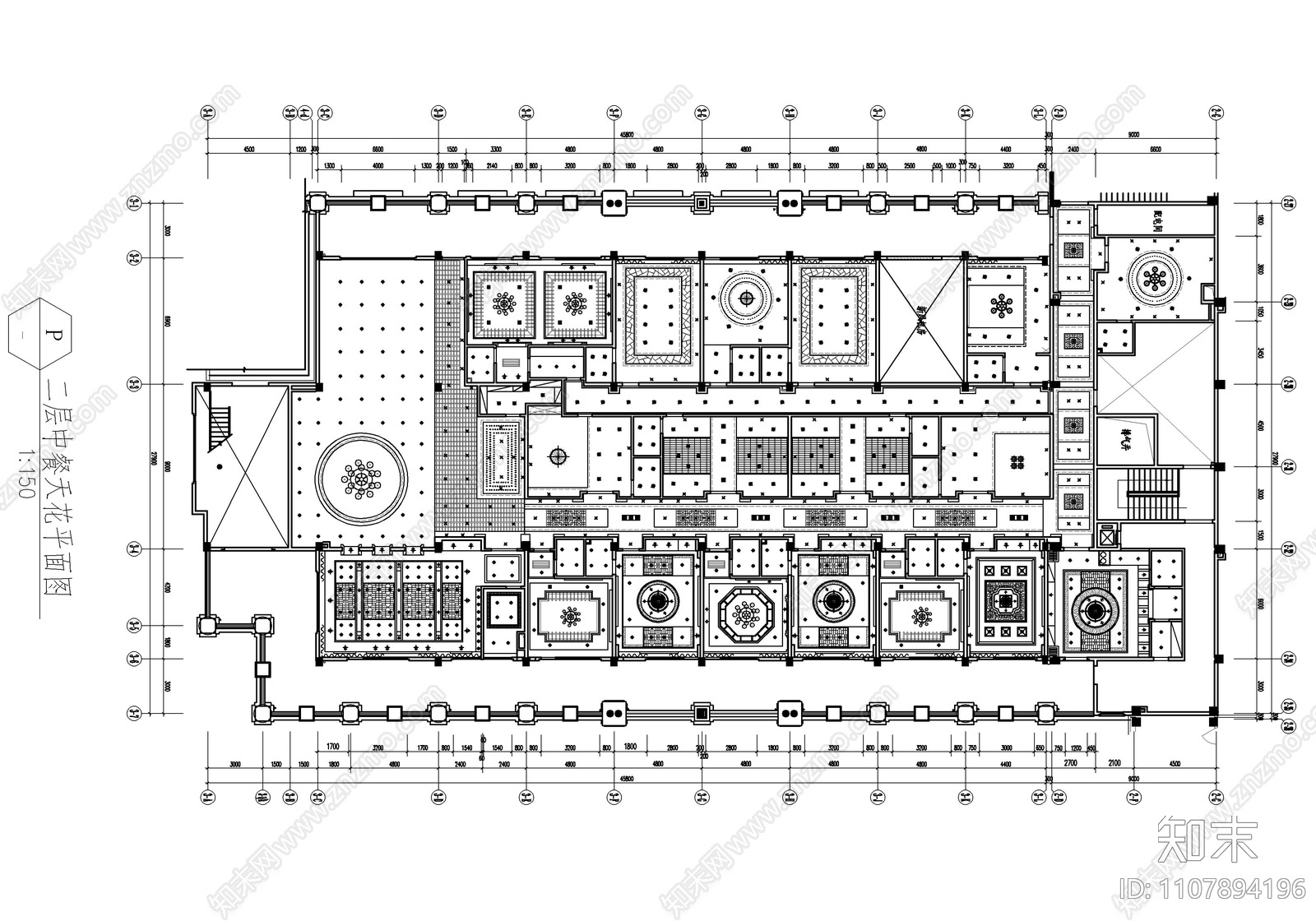 1500㎡中餐厅CAD施工图cad施工图下载【ID:1107894196】