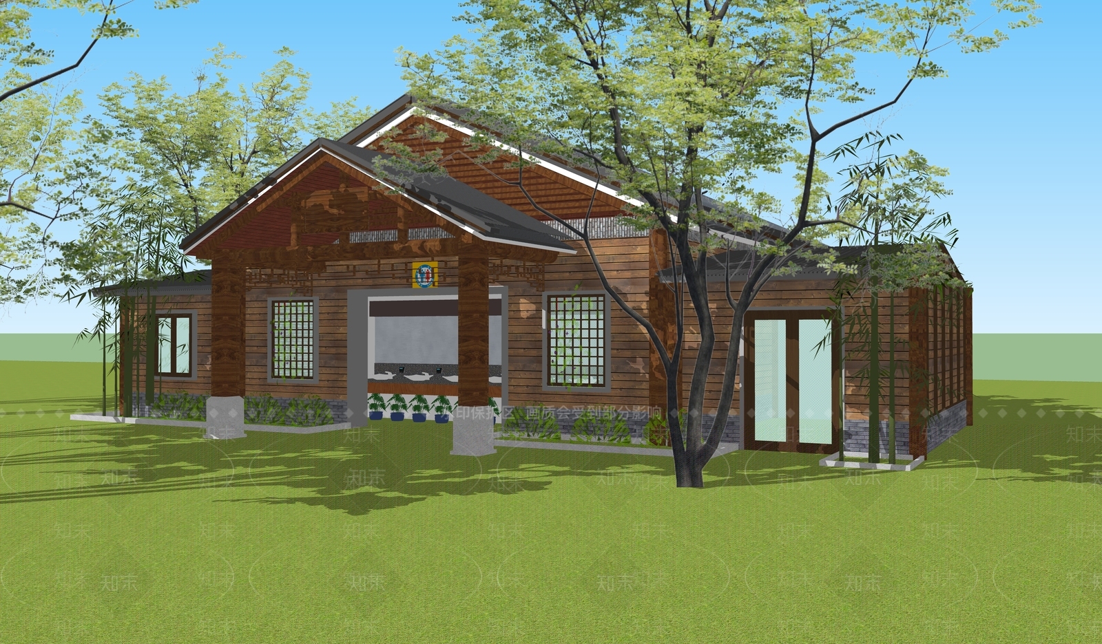 新中式公共厕所SU模型下载【ID:1107894469】