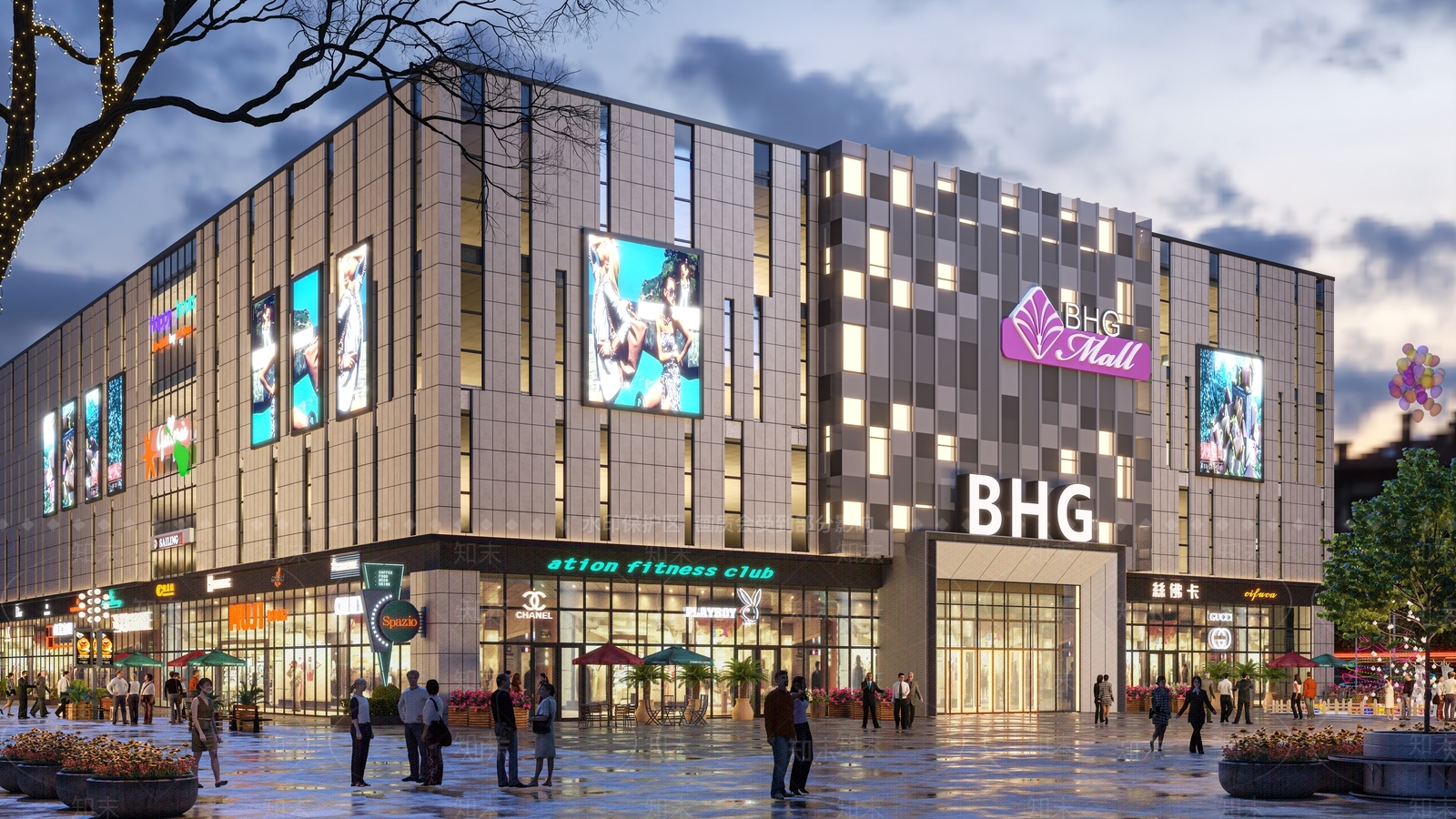 现代商场外观3d模型下载