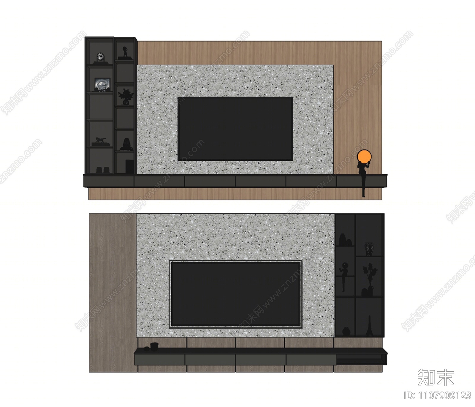 现代电视墙SU模型下载【ID:1107909123】