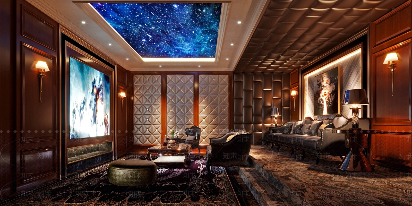 欧式古典家居影音室3d模型下载