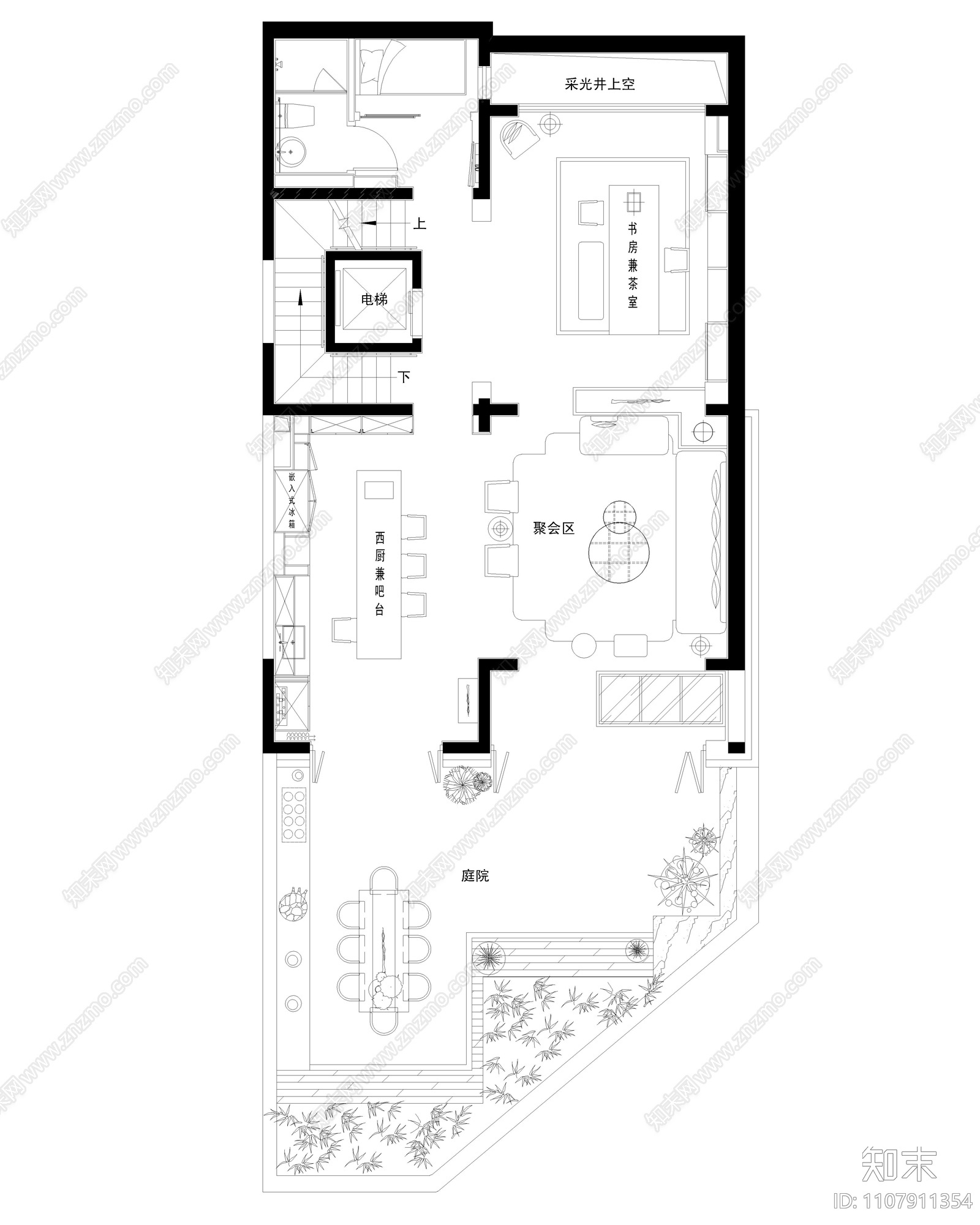 现代简约联排大别墅cad施工图下载【ID:1107911354】